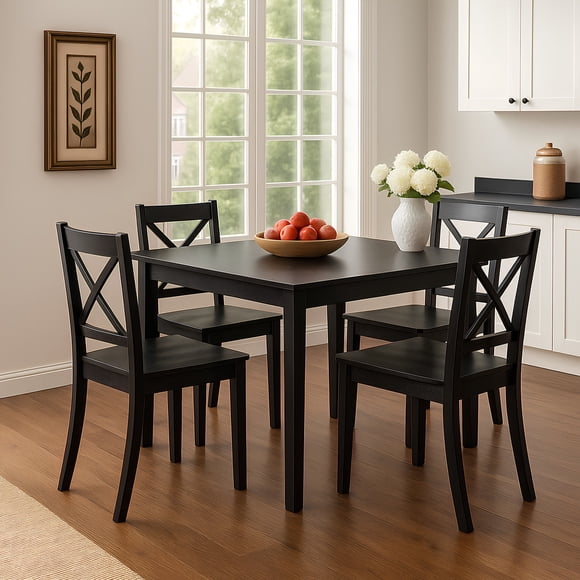 Juego De Comedor 4 Sillas Mesa Rectangular 117x73.7x76.2 Negro