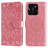 Funda Tipo Cartera Foxdock Para Honor X6A , Diseño Girasol En Relieve, Cuero Pu, Cierre Magnético, Soporte Y Tarjetero