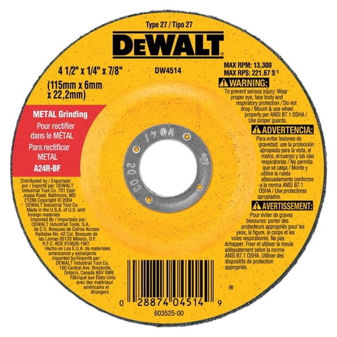 Muela Abrasiva Dewalt Dw4719 7"" Metal Uso General