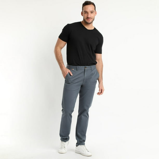 Pantalón Frente Plano Slim Fit Gris Medio