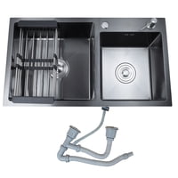 Victtorino Griferias - Lavaplatos Doble Empotrado 68X38 Cm Negro Filipo