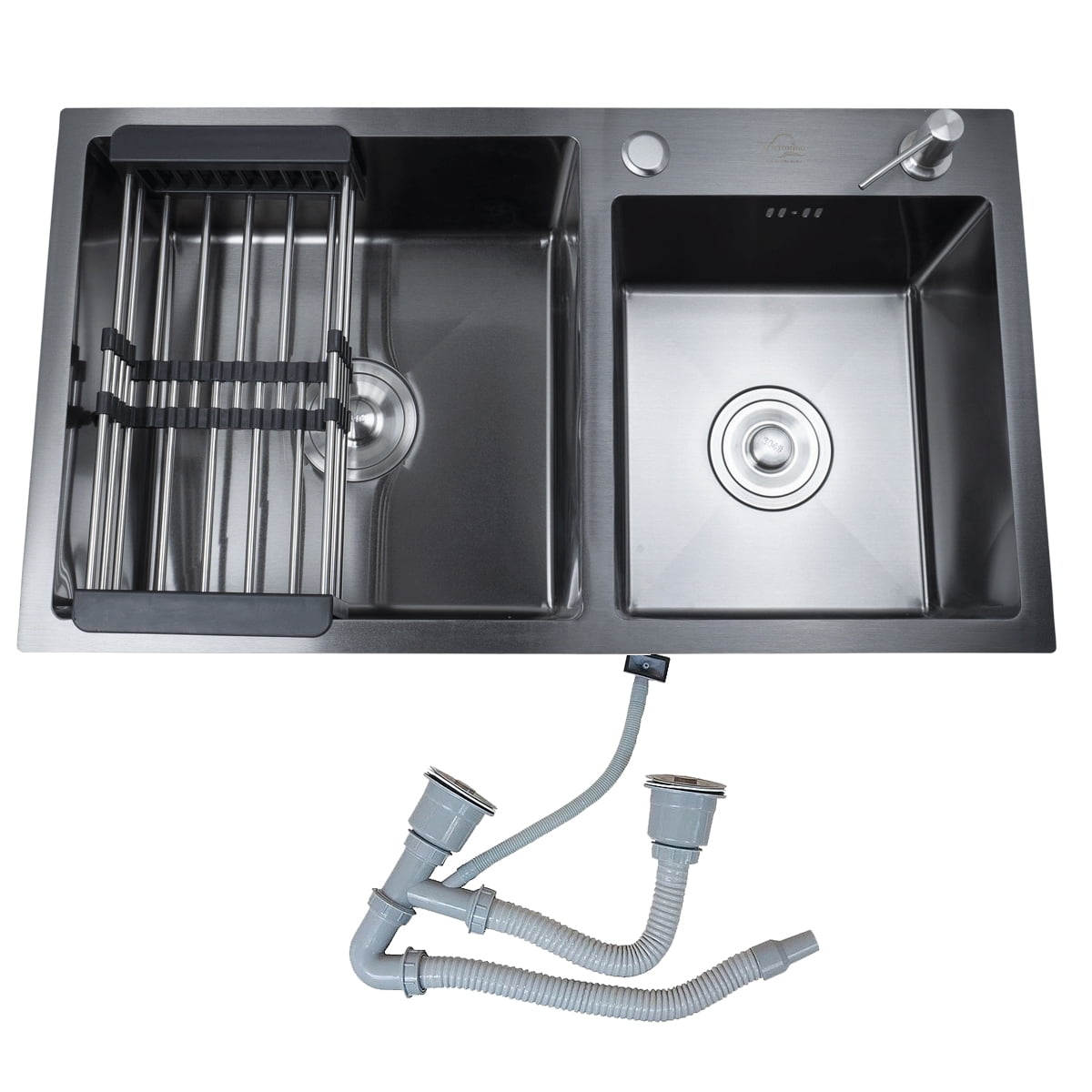 Victtorino Griferias - Lavaplatos Doble Empotrado 68x38 Cm Negro Filipo