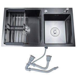 Victtorino Griferias - Lavaplatos Doble Empotrado 68X38 Cm Negro Filipo