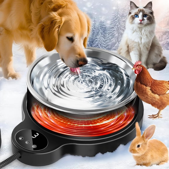 Cuenco de agua caliente LQTTEK para perro y gato con 3 ajustes de temperatura de 1,5 L