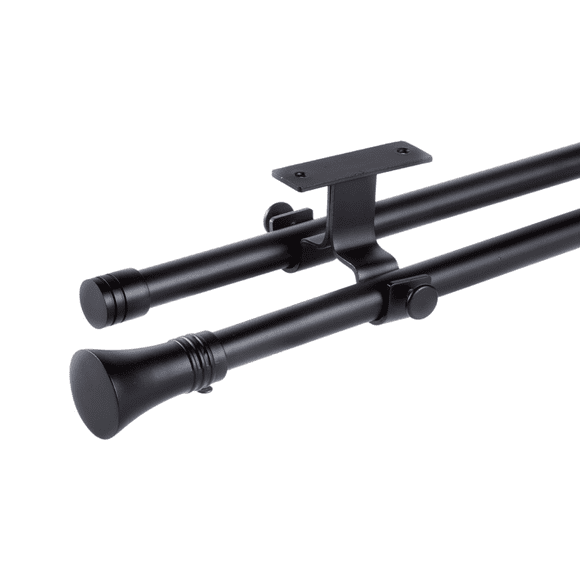 Set Doble De Barras Para Cortina Extensible 120-210 Cm De Metal Diámetro 16/19 Mm Soporte De Techo Terminal Cónico Color Negro