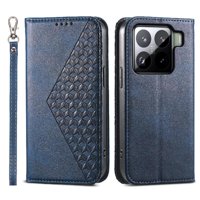 Funda Flip Foxdock Para Xiaomi 15 , Estilo Billetera Con Diseño Rombo, Correa De Mano Y Soporte, Uso Diario