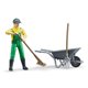 thumbnail image 1 of Set de figuras Bruder Farmer con carretilla, rastrillo y horquilla de 11 cm, 1 of 7
