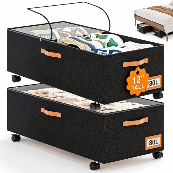 Caja de Almacenamiento AKODENORA 80L Extra Profunda 31x16x30cm con Ruedas