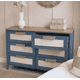 thumbnail image 1 of Cómoda "Patagua" 6 Cajones Mueble de Madera con Frentes de Lino - Azúl Marino - 120x40x90 cm, 1 of 3