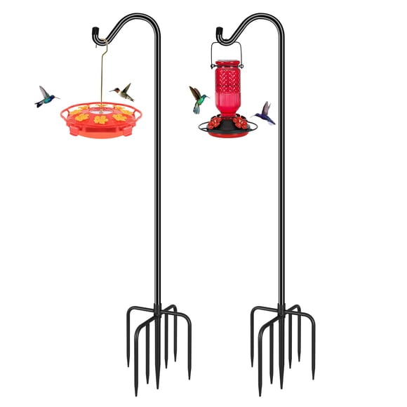 Ganchos Shepards para comedero de pájaros al aire libre, 152 cm, color negro (paquete de 2)