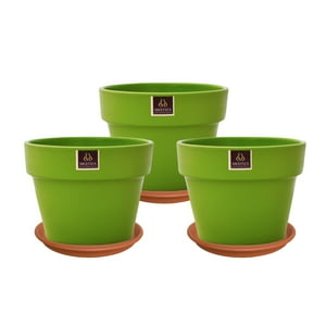 Pottery - Set De 3 Maceta Greta 16Cm Verde Apio Y Sus Platos