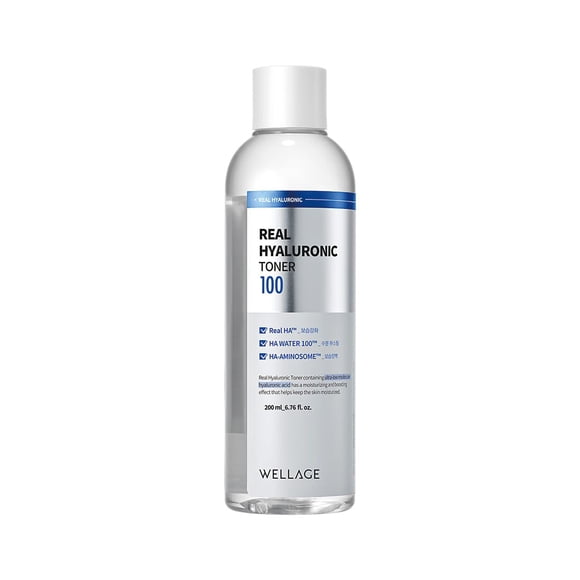 Tónico WELLAGE Real Hyaluronic 100 para rostro, 200 ml, piel seca