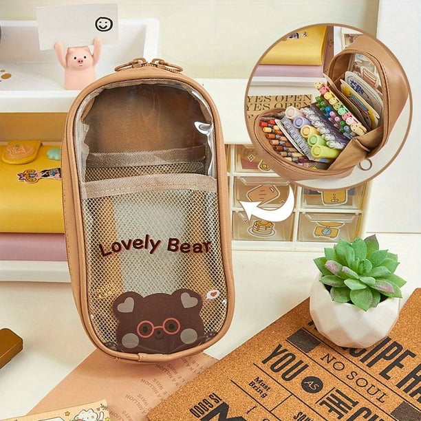 Large Capacity Bear Stationery Bag - Perfect for Office, School, Teenagers, Girls, Boys, Men, Women & Adults!