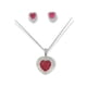 thumbnail image 1 of Set Conjunto Collar Aros Joya Corazon Rubi Rojo Plata Amor, 1 of 3