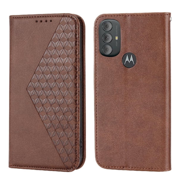 Funda Flip FOXDOCK para Motorola Moto G Pure 2021 , Estilo Billetera con Diseño Rombo, Correa de Mano y Soporte, Uso Diario