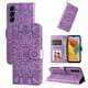 thumbnail image 1 of Funda tipo cartera FOXDOCK para Samsung Galaxy M14 5G , diseño girasol en relieve, cuero PU, cierre magnético, soporte y tarjetero, 1 of 5
