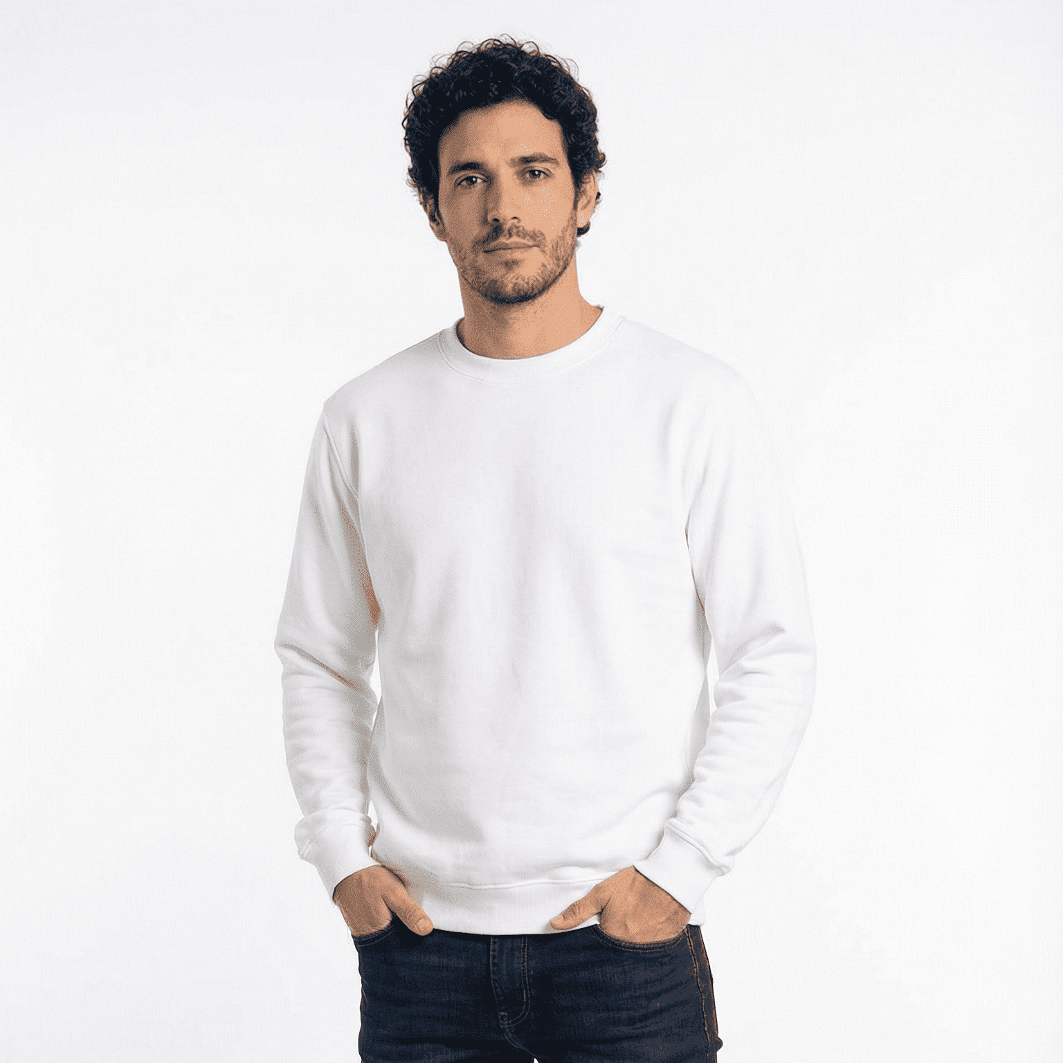 T-world - Polerón Unisex Algodón Afranelado Básico Antipilling Blanco