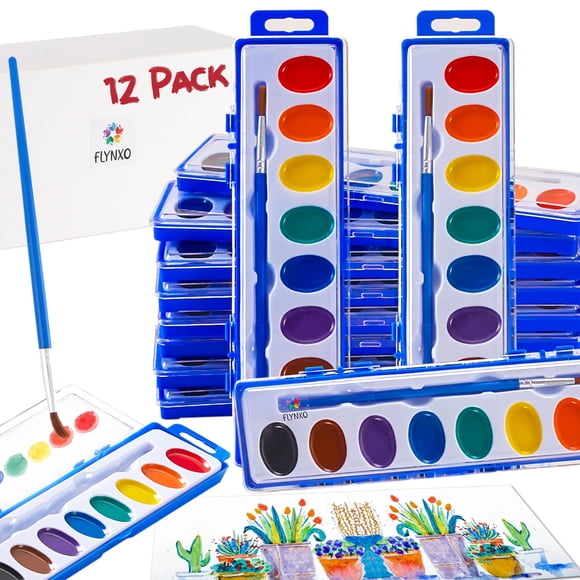 Set de Acuarelas Flynxo 12 Paquetes de 8 Colores No Tóxicos