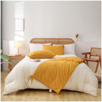 Genérico - Set Piecera De Lino Mostaza 80 X 210 +2 Fundas