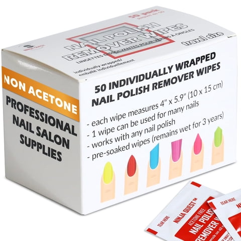 Paquete De 50 Almohadillas Quitaesmaltes Sin Acetona Ninja Quest