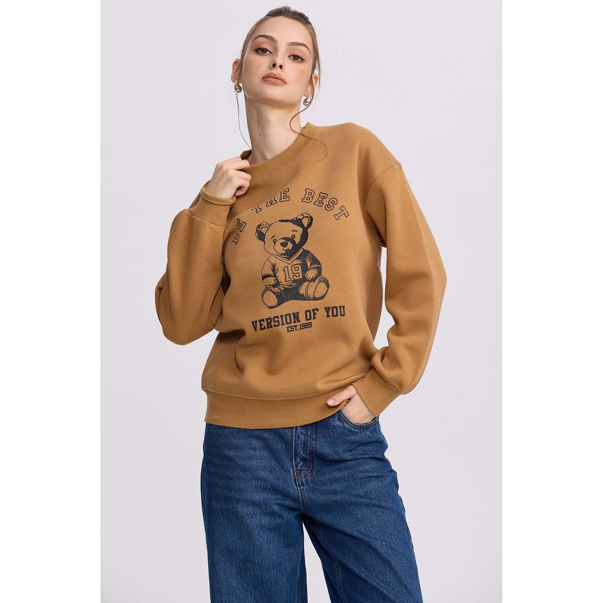 Fashionspark - Polerón Mujer Print Camel