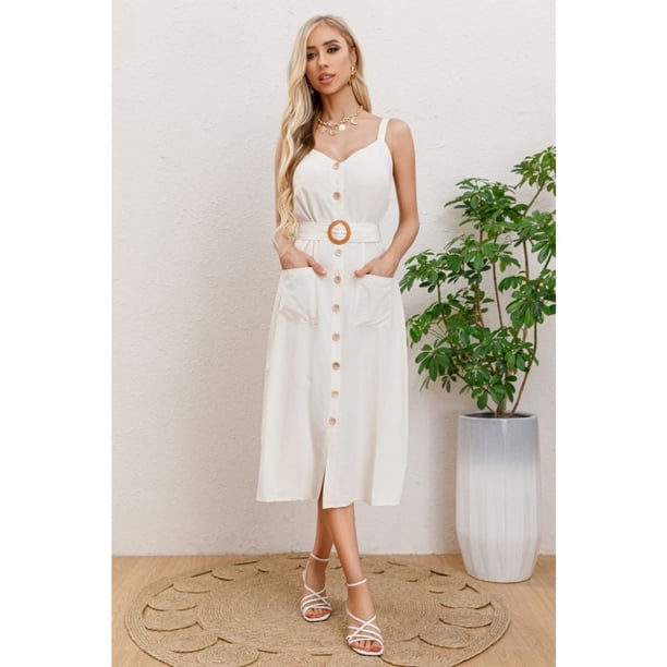 Vestido Largo Primavera Mujer Semi Formal, Casual Botones Premium 337