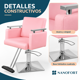 thumbnail image 4 of Silla Sillon Barberia Estetica Hidraulico Giro 360 Grados De Respaldo Fijo Soporta 150 Kg Rosa, 4 of 8