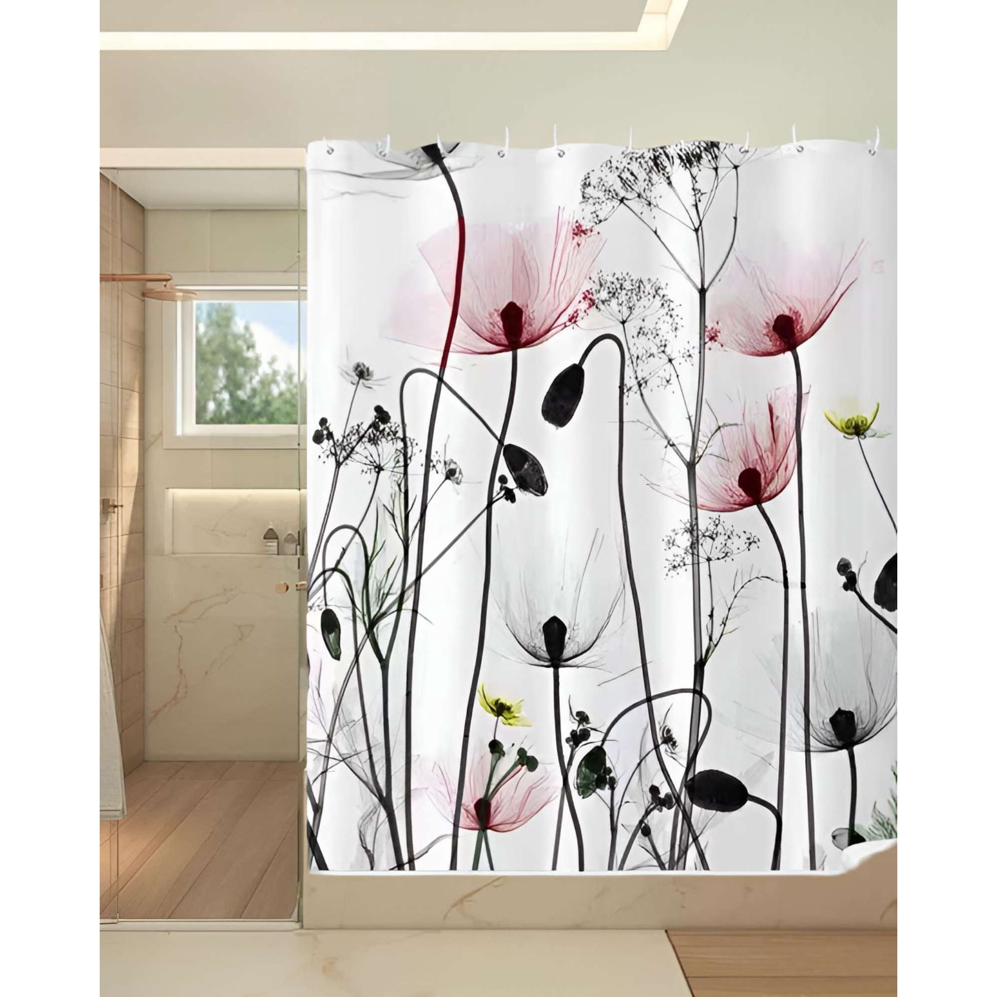 Genérico - Cortina De Baño Impermeable Más Forro De Ducha 180x180 Cm