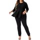 thumbnail image 2 of Agnes Orinda Conjuntos de Halloween Blusas Tallas Grandes para Mujeres Escuela Universidad Elegante Cuello Redondo Color Sólido Ropa de Trabajo Manga 3/4 Blusa Peplum 2X Negro, 2 of 6