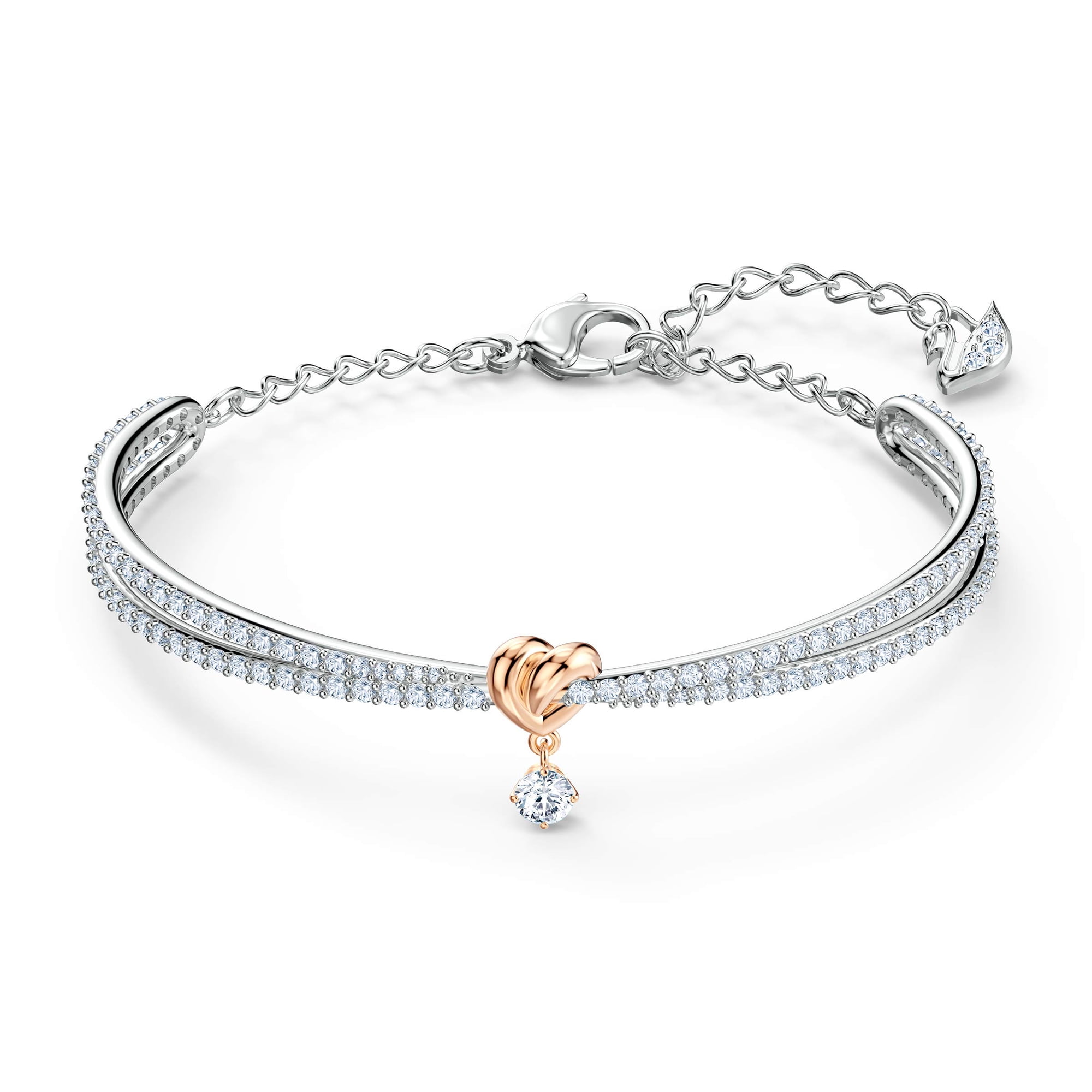 Swarovski Optik - Brazalete Con Forma De Corazón De Swarovski Para Toda La Vida Con Piedras Transparentes