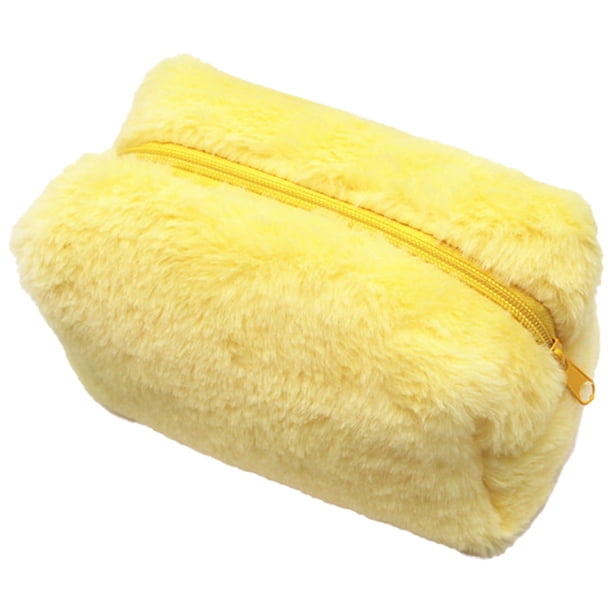 Estuche de lápices de felpa nuevo de color sólido para niñas, bolso de mano, neceser portátil de color caramelo