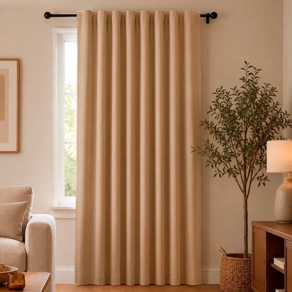 Casa Nerola Cortina Blackout Textura Lino 140 x 220 cm Poliéster 1 Paño Beige