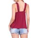 thumbnail image 3 of INSPIRE CHIC Top de Tirantes para Mujer con Panel de Encaje y Cuello Cuadrado, Top Holgado Cami Rojo Oscuro XL, 3 of 6