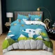 thumbnail image 1 of x451 Bed SheetsCartoon Duvet Cover Set Science Fiction Space Themed with Earth and Rocket,Decorative Piece Bedding Set, Size Quilt Cover 3-Piece Bedding Set (1 Duvet Cover + 2 Pillow Shams) nj451, 1 of 5
