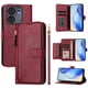 thumbnail image 2 of Funda tipo cartera para BLU View 5 Pro con bolsillo con cremallera, tarjetero, soporte, correa para la muñeca y tapa de cuero Rojo, 2 of 5