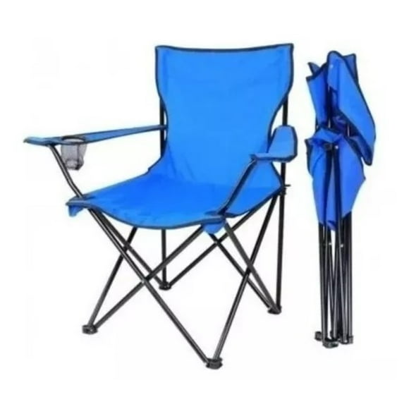 Silla Plegable Camping Playa Picnic Con Porta Vasos Azul