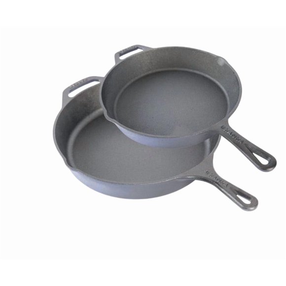 Kanka Set de 2 Sartenes de Hierro Fundido 10 y 12 Pulgadas Negro