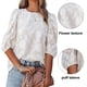 thumbnail image 4 of Camisa holgada de gasa con mangas abullonadas y textura floral (blanca), duradera, 4 of 6