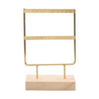 Magideal - Soporte Para Pendientes, Base De Madera, Metal, Toalla De Joyería Con Agujeros, Soporte Grande Para Pendientes, Organizador De Pendientes, Estante De , 2 Capas