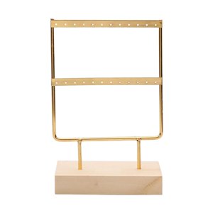 Magideal - Soporte Para Pendientes, Base De Madera, Metal, Toalla De Joyería Con Agujeros, Soporte Grande Para Pendientes, Organizador De Pendientes, Estante De , 2 Capas