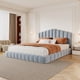 thumbnail image 3 of Velvet Upholstered Queen Bed Floor Bed Frame Shell-Shaped Headboard for Bedroom,No Box Spring Needed,Light Blue (Old SKU BS324377AAC), 3 of 3