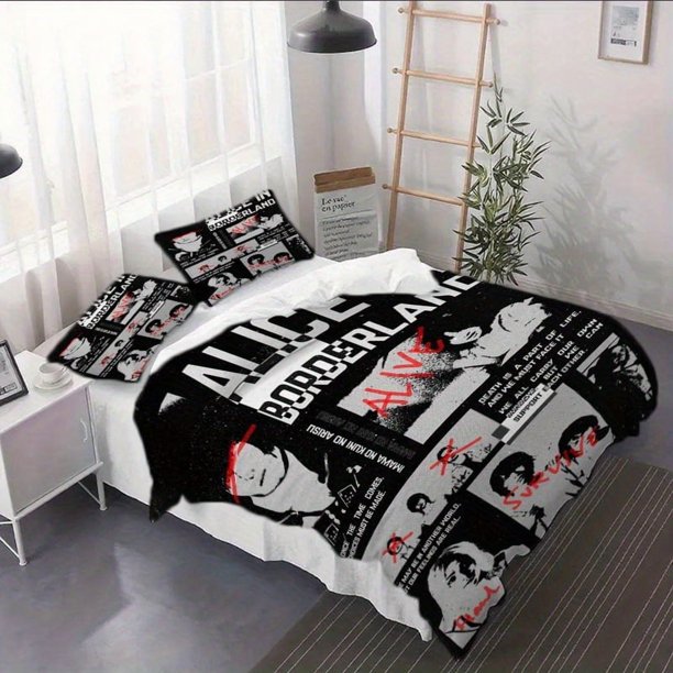 3pcs Alice in Borderland'S Creative Poster Duvet Cover Set - Duvet Set (With 1 Duvet Cover + 1/2 Pillowcase No Pillow Core) for Bedroom Dormitory Use