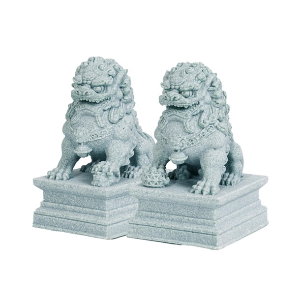 Colección De Estatuas De Leones De Piedra Mini, 2 Piezas, Para Sala De Estar, Escritorio, Año Nuevo