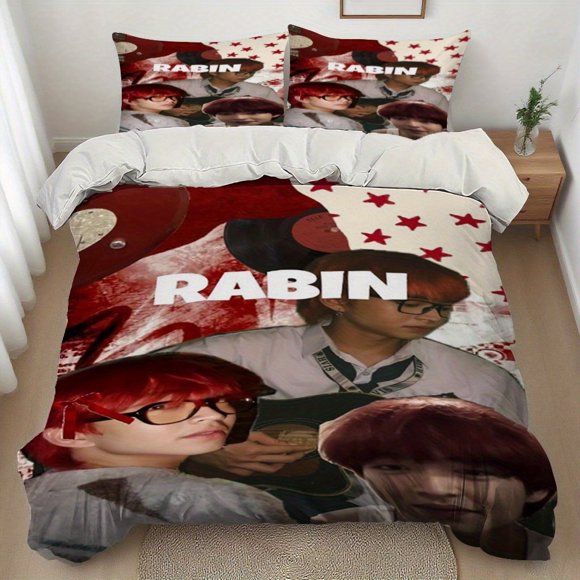 3pcs Rabin-Yuri Anime Bedding Set - Soft Polyester Machine Washable