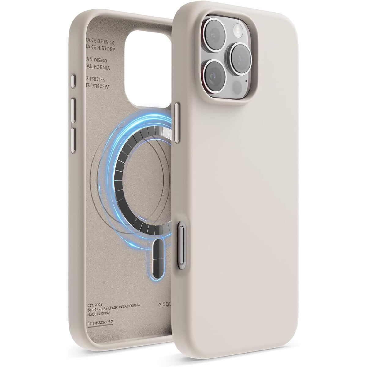 Funda Elago Silicona Magnatica Iphone 16 Pro Max Magsafe Stone