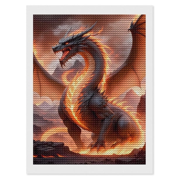 Dragón Kits de Pintura de Diamantes para Adultos 5D DIY Diamond Art Kits Full Drill Diamond Dots para Regalo Decoración de Pared y Relajación Artes de Gemas 30*40cm
