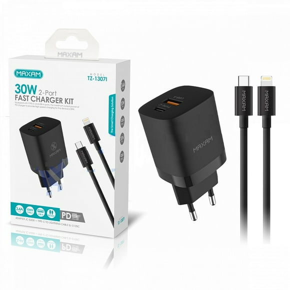 Cargador Compatible iPhone Usb-c y USB a Lighting 30W