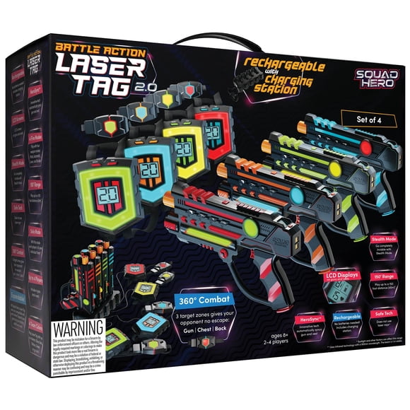 Set de etiquetas láser Squad Hero recargable con sensores de 360° y pantallas LCD
