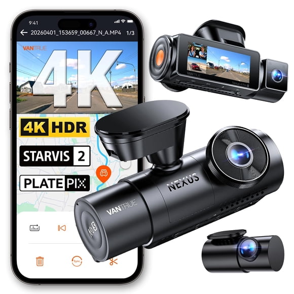 Cámara para auto VANTRUE N4 Pro S 4K de 3 canales con Wi‑Fi y GPS