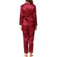 thumbnail image 3 of INSPIRE CHIC Conjunto de Pijama de Satén para Mujer Camisa de Dormir de Manga Larga con Botones y Pantalones con Ribete en Contraste Cuello con Solapa Ropa de Casa XS Rojo, 3 of 6